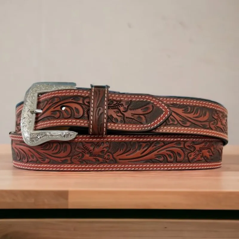 Ranger Belt Co. Men's Cognac Tooled Belt made by Western Edge