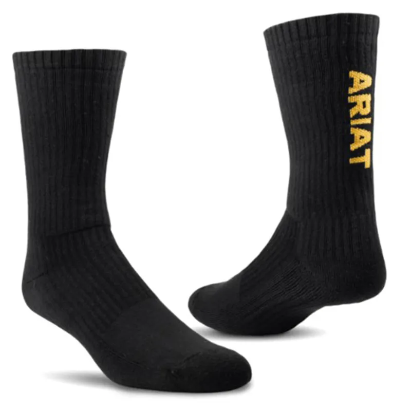 Ariat Black Crew 3 Pack Socks sold by Western Edge