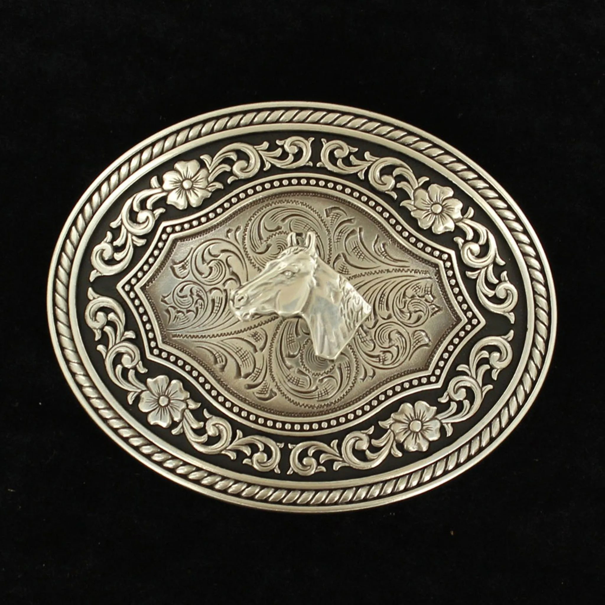 Nocona Oval Rope Edge Horsehead Buckle sold by Western Edge