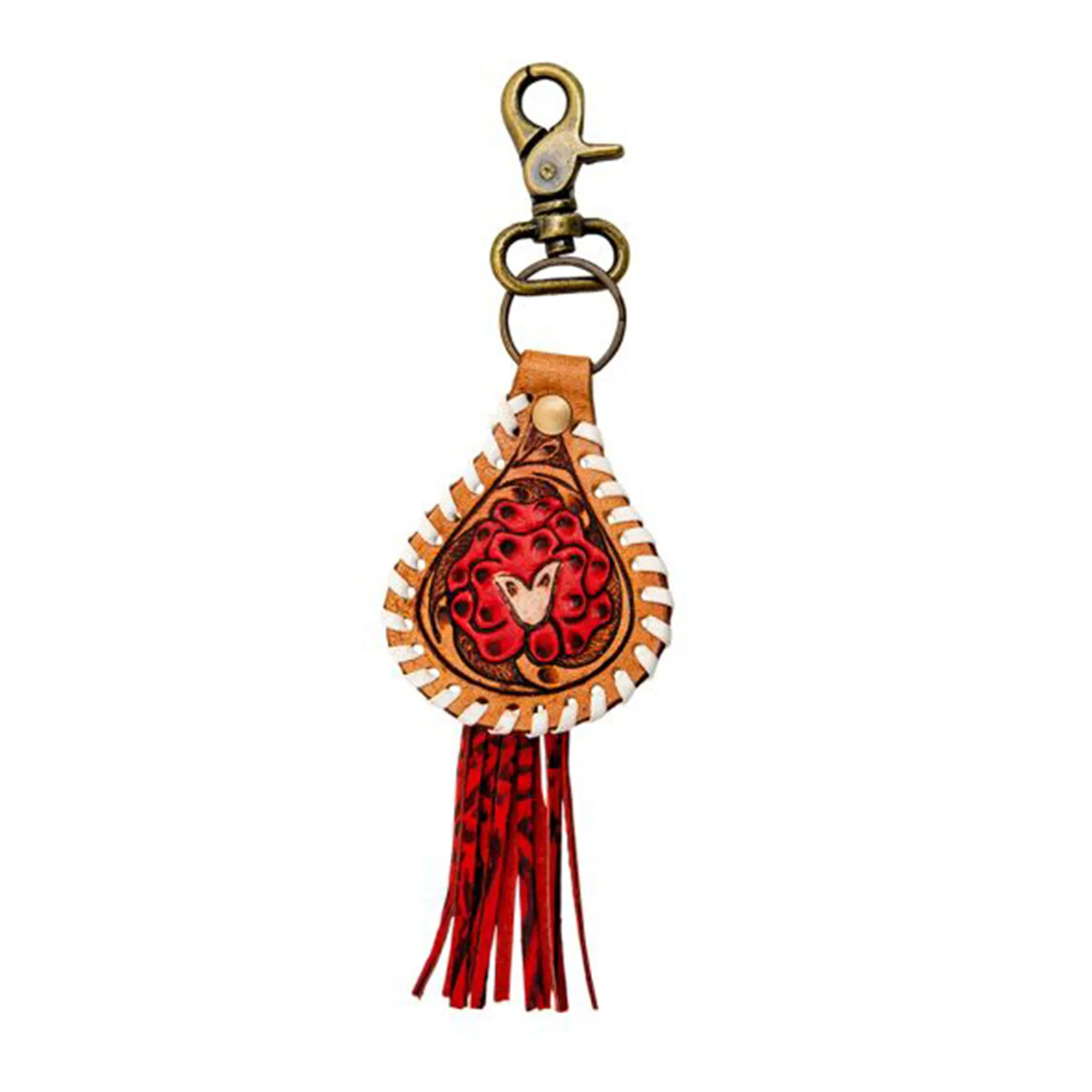 Myra Bags Red Tooled Key Fob sold by Western Edge