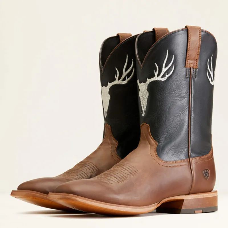 Ariat Men's Brown Crosshair Skull Boots made by Ariat