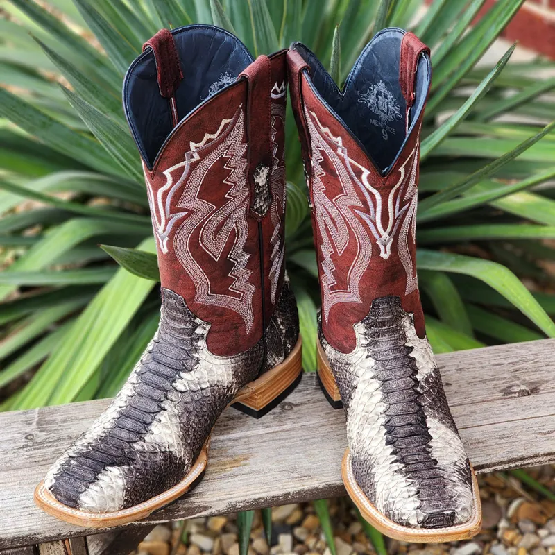 Tanner Mark Men's Python Satin Slate Boots made by Western Edge