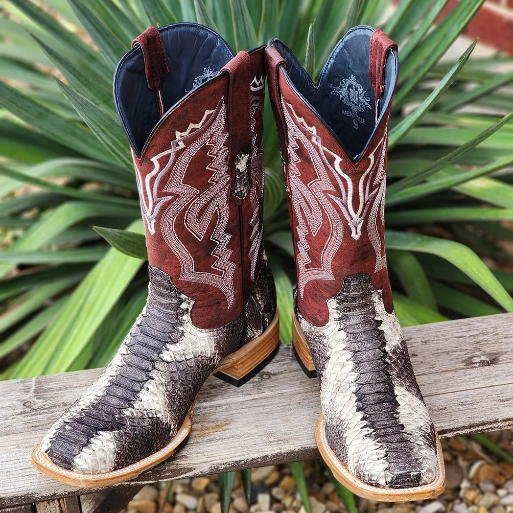 Tanner Mark Men's Python Satin Slate Boots sold by Western Edge