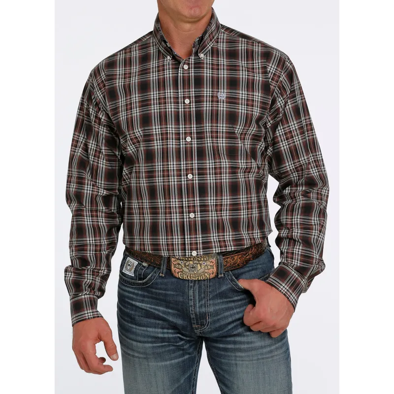 Cinch Men's Brown/Cream Plaid Shirt sold by Western Edge