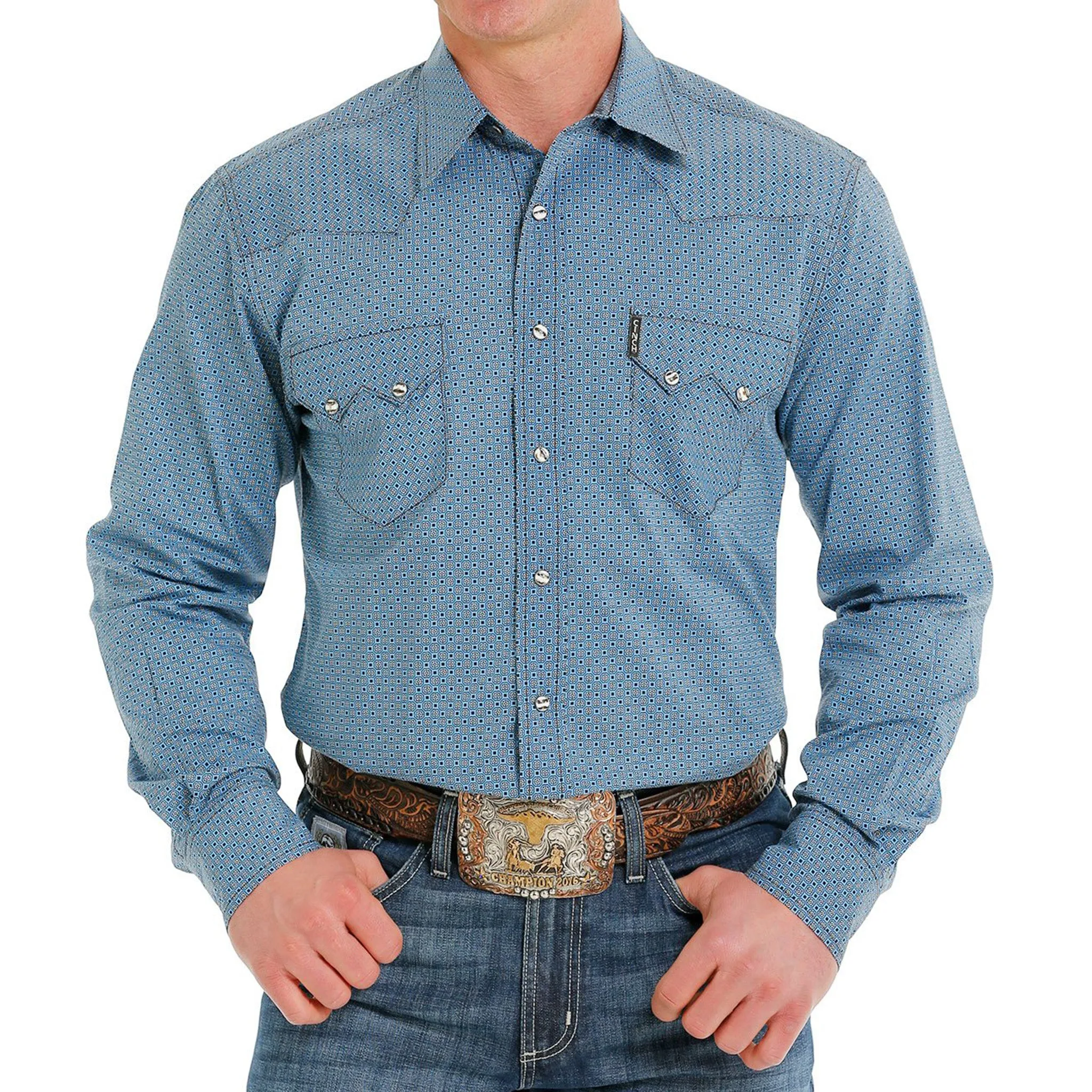 Cinch Men's Blue Print Shirt sold by Western Edge product image thumbnail 2