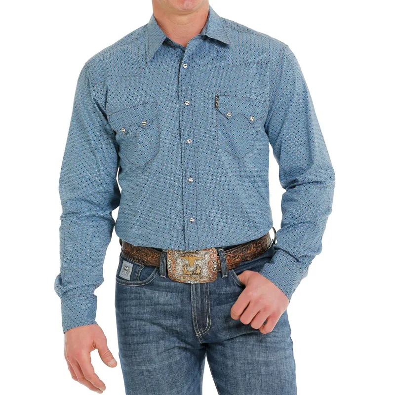 Cinch Men's Blue Print Shirt made by Cinch