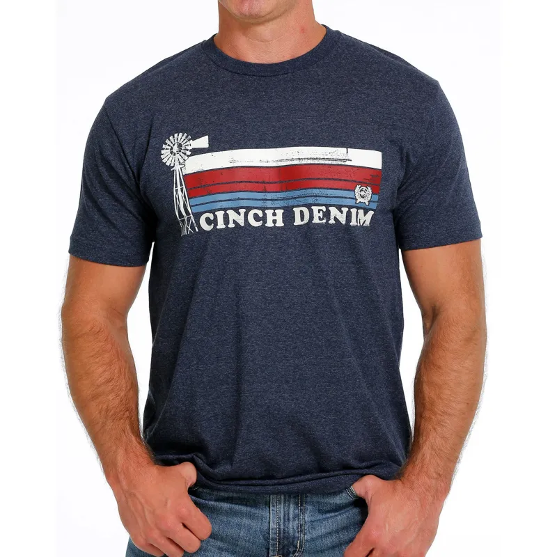 Cinch Men's Navy Cinch Denim Tee sold by Western Edge