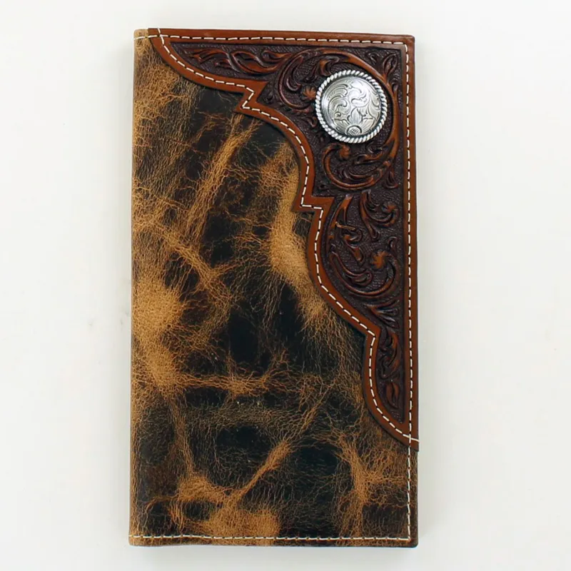 Ariat Distressed Tan/Floral Scallop Checkbook made by Ariat