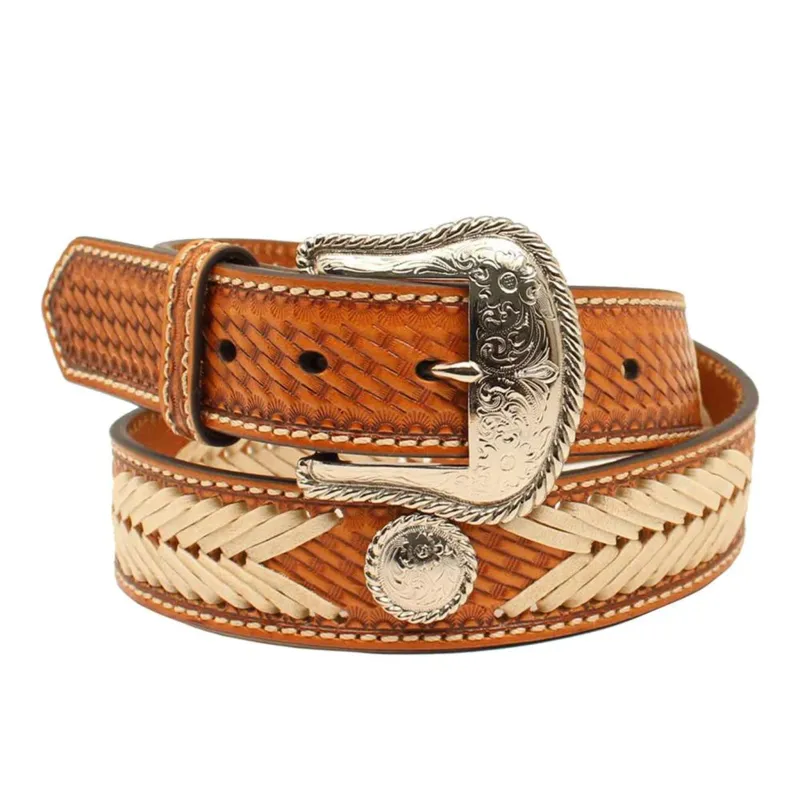 Nocona Men's Rawhide Basket Weave Belt made by Nocona