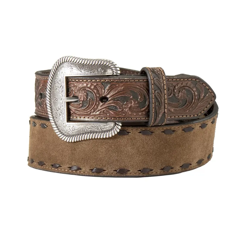 Nocona Men's Tan Roughout Buck Lace Belt made by Nocona
