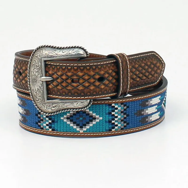 Ariat Men's Blue Aztec Belt made by Ariat
