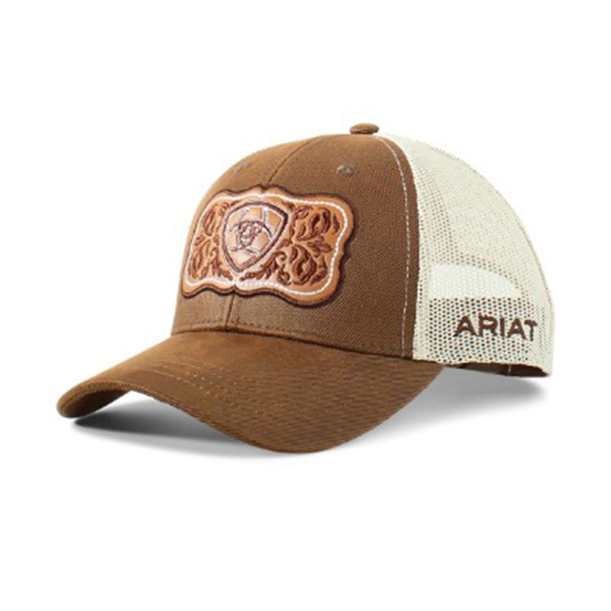 Ariat Brown Faux Leather Flower Logo Cap sold by Western Edge