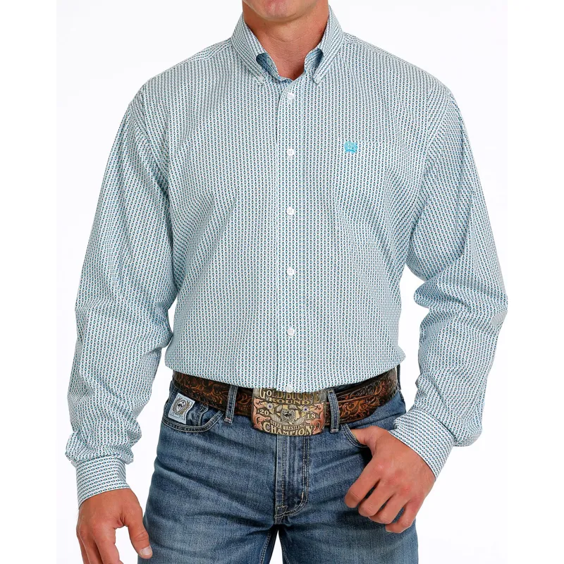 Cinch Men's Geo Blue & White Print Shirt sold by Western Edge