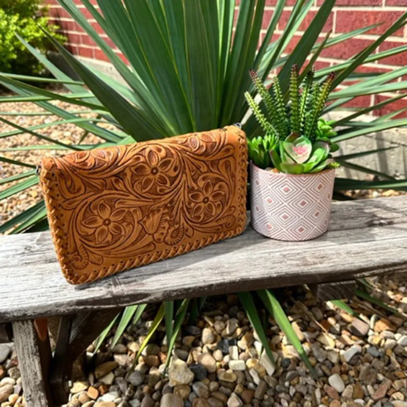 American Darling Leather Tooled Wallet made by Western Edge
