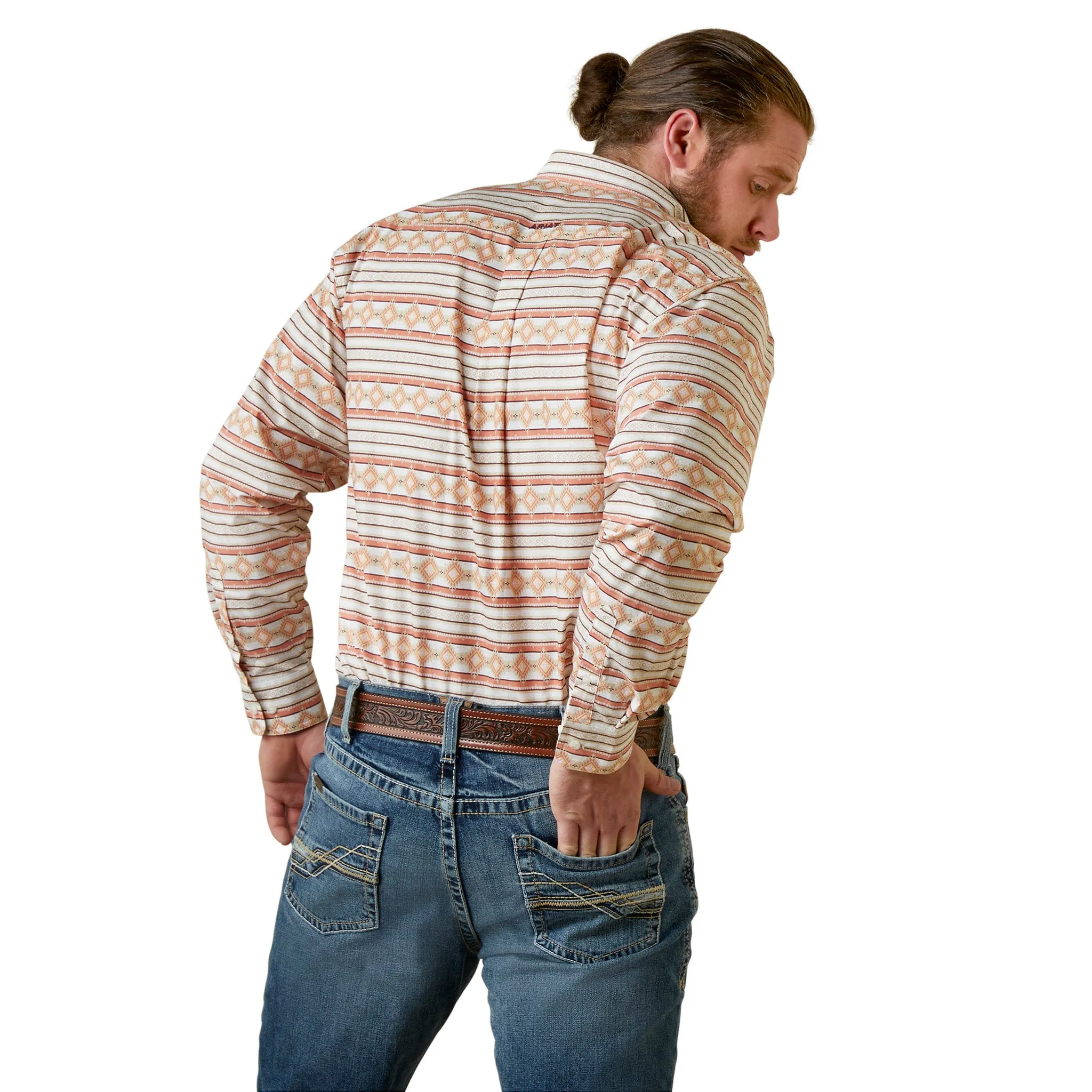 Ariat Men's Orange Aztec Shirt sold by Western Edge product image thumbnail 2