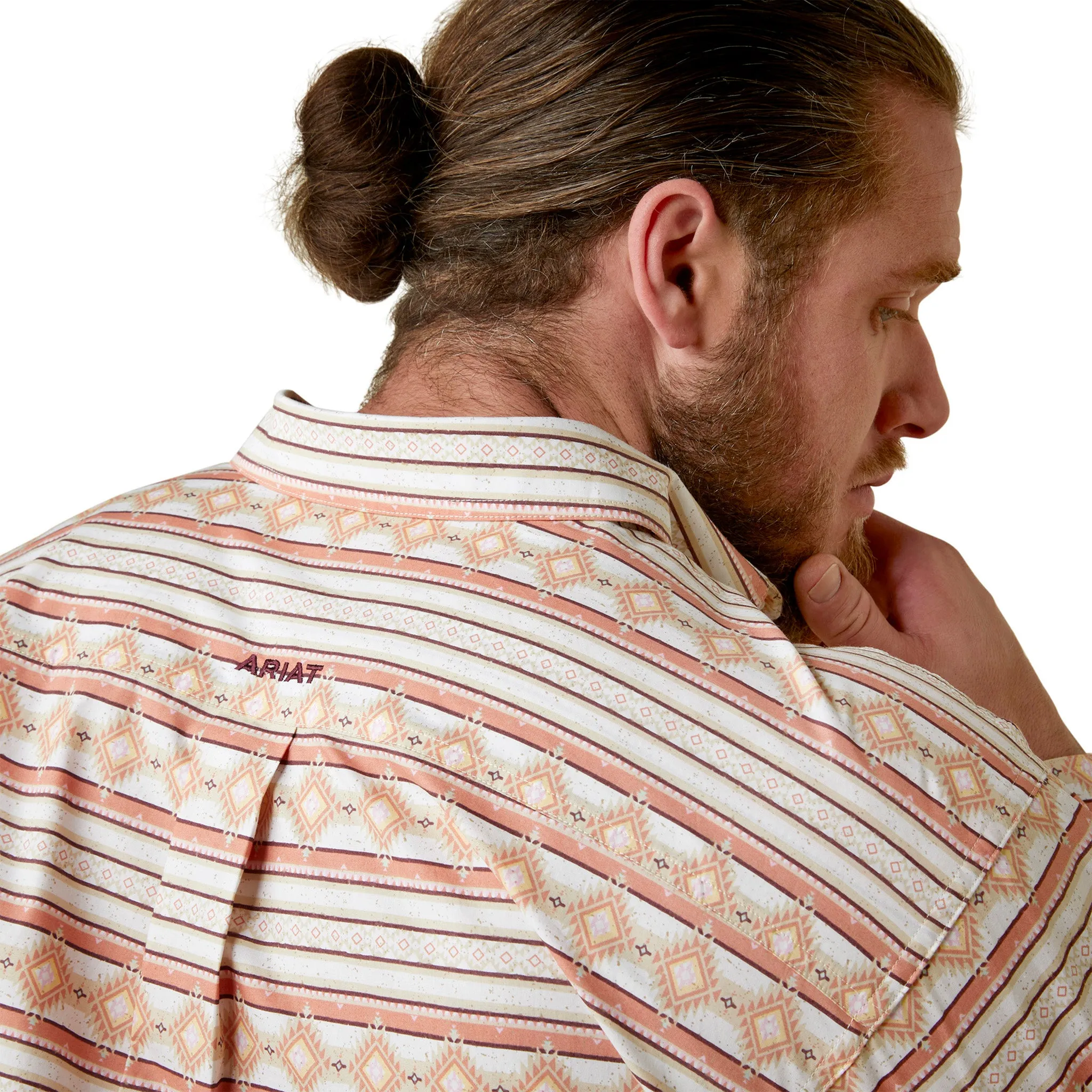 Ariat Men's Orange Aztec Shirt sold by Western Edge product image thumbnail 4