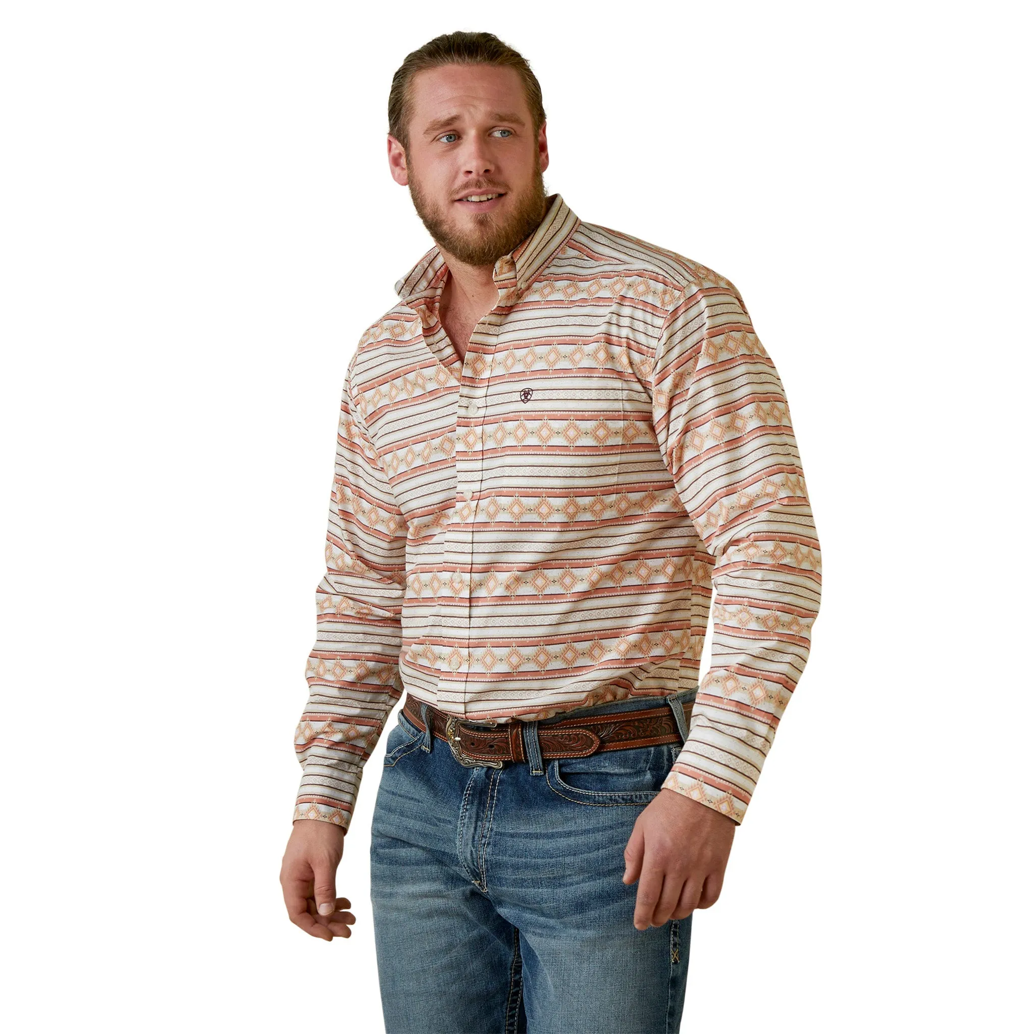 Ariat Men's Orange Aztec Shirt sold by Western Edge