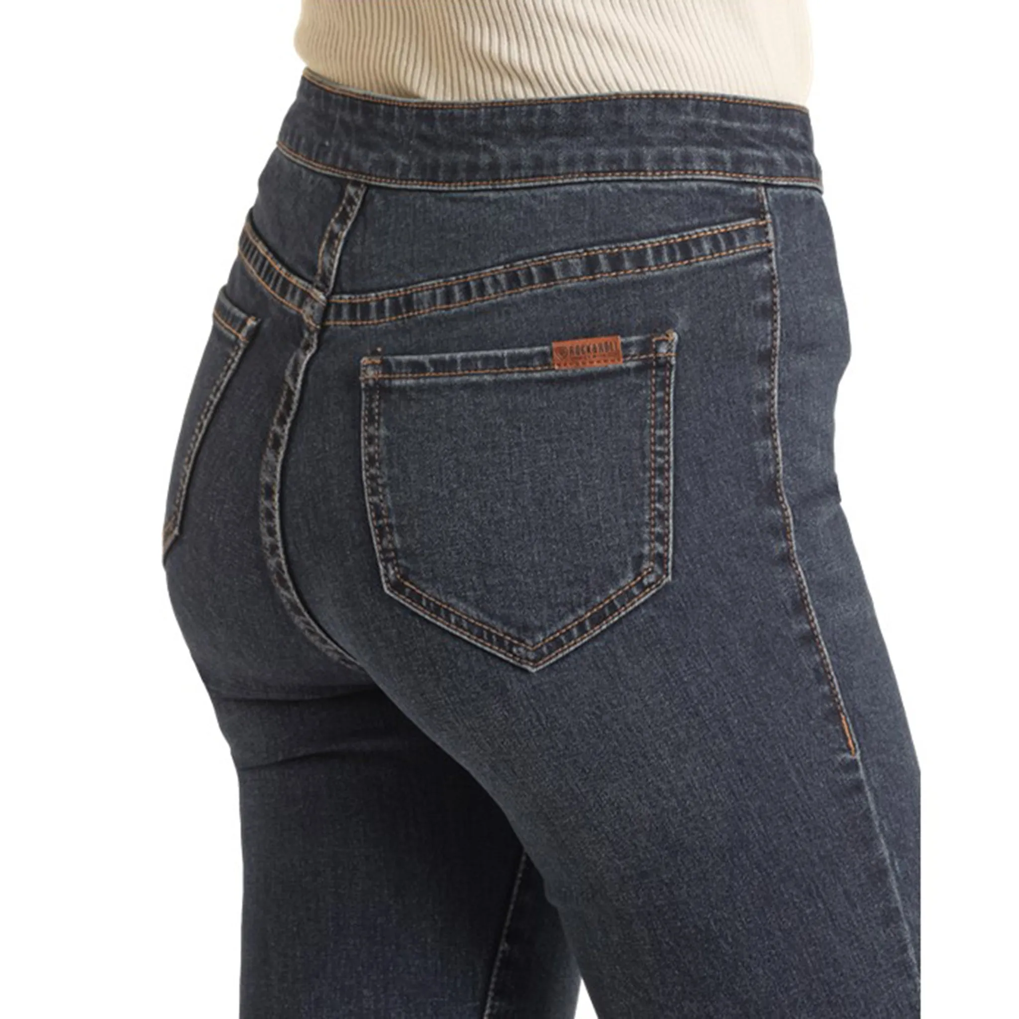 Rock & Roll Women's Dark Wash Button Flare Jeans sold by Western Edge product image thumbnail 4