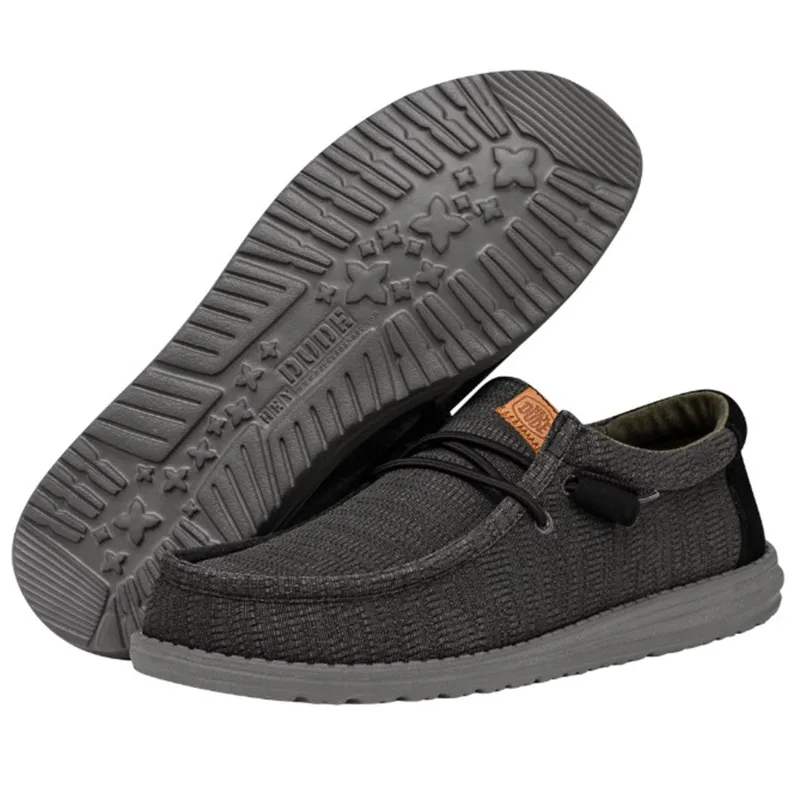 Hey Dude Men's Wally Grid Black Shoes sold by Western Edge