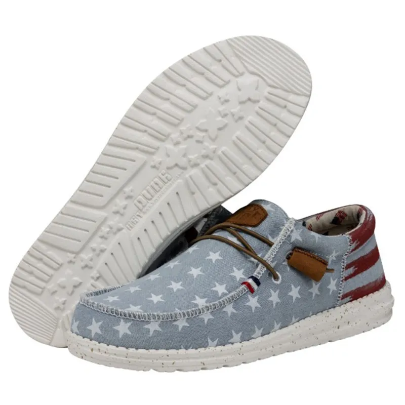 Hey Dude Wally American Denim Star Shoes made by Hey Dude