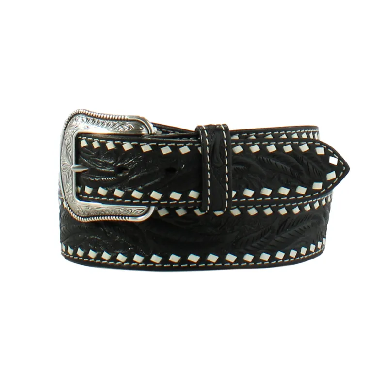 Ariat Men's Black Floral Tooled Belt made by Ariat