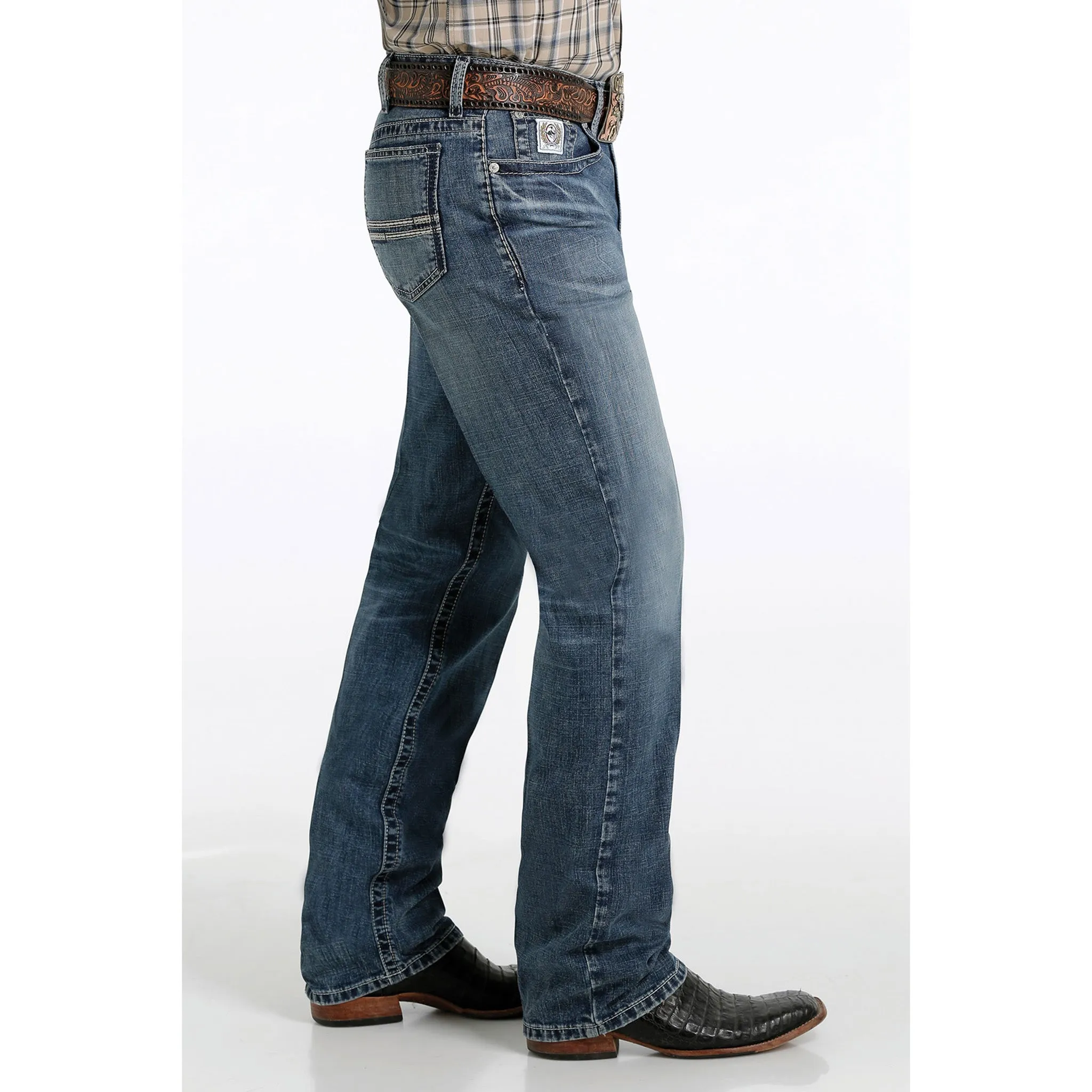 Cinch Men's Medium Wash/Stitched Pocket White Label Jeans sold by Western Edge product image thumbnail 3