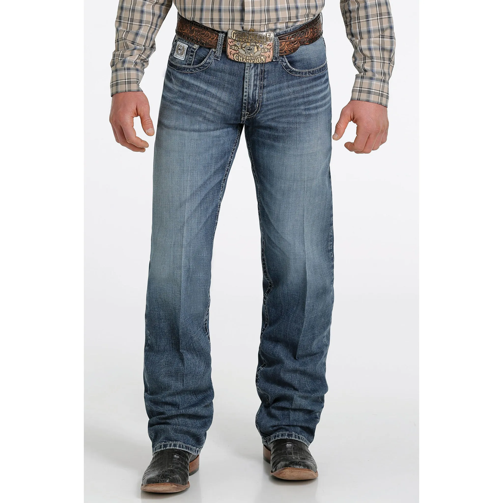 Cinch Men's Medium Wash/Stitched Pocket White Label Jeans sold by Western Edge product image thumbnail 2