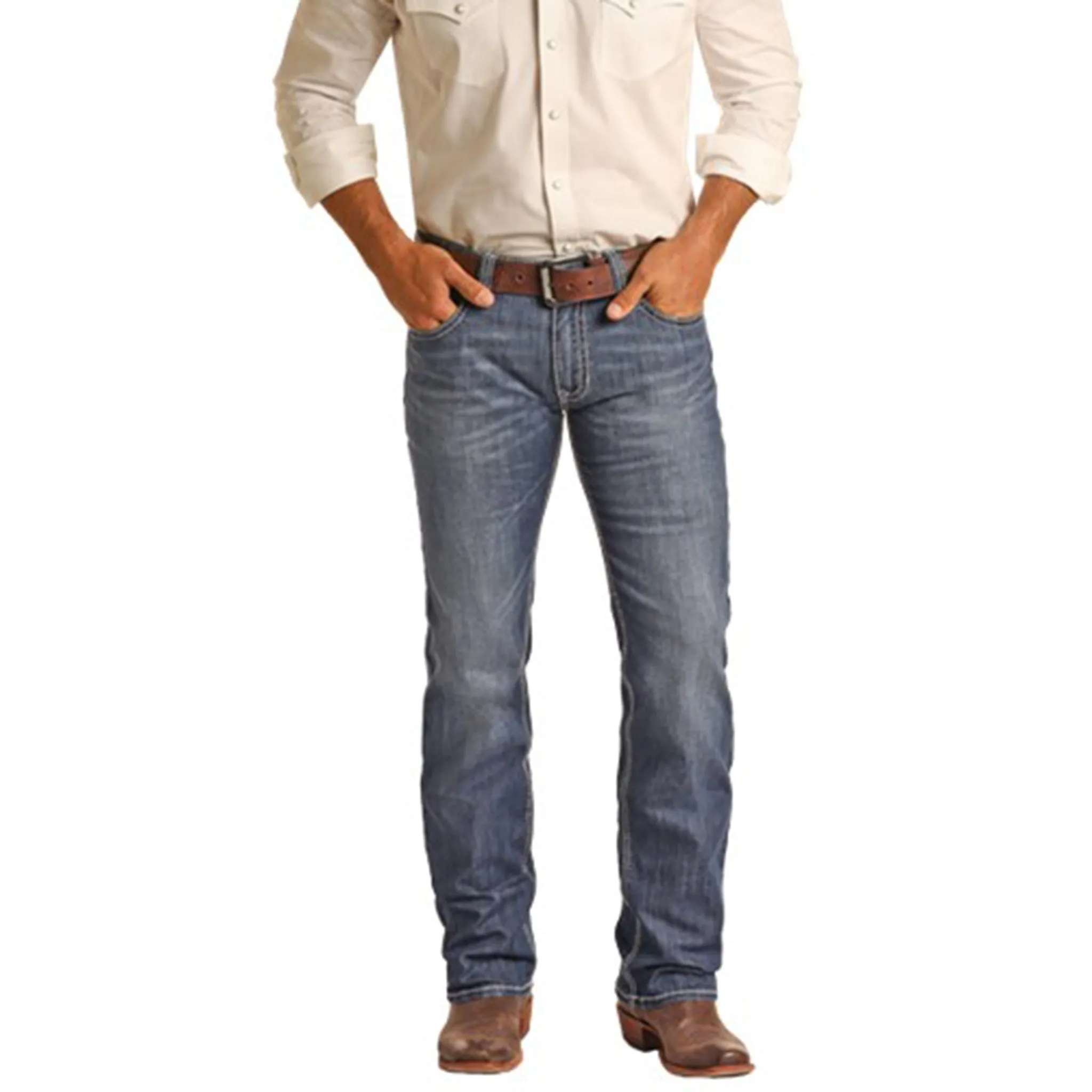 Rock & Roll Cowboy Revolver Straight Dark Vintage Jeans sold by Western Edge product image thumbnail 2