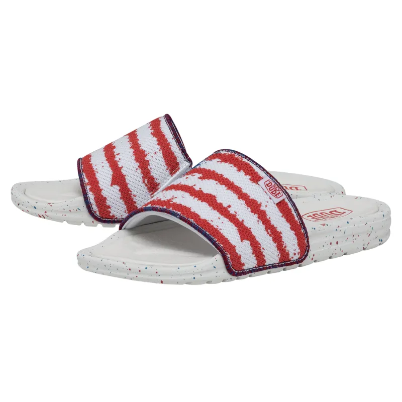 Hey Dude Women's Chandler Knit Flag Slides made by Hey Dude