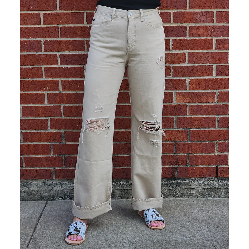 KanCan Taupe 90's Ultra High Rise Wide Leg Jean sold by Western Edge product image thumbnail 4