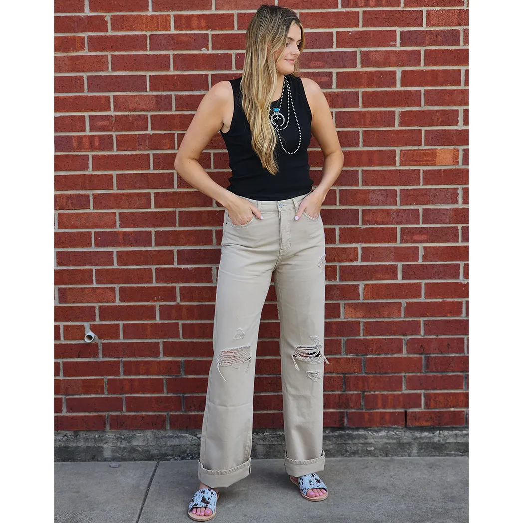 KanCan Taupe 90's Ultra High Rise Wide Leg Jean sold by Western Edge product image thumbnail 5
