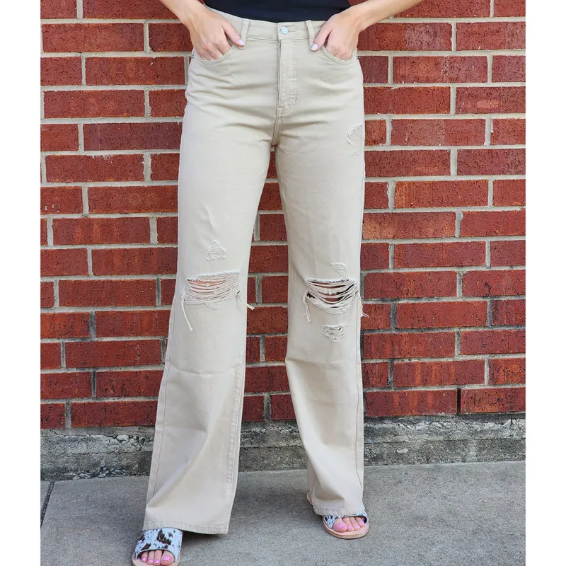KanCan Taupe 90's Ultra High Rise Wide Leg Jean made by Kan Can
