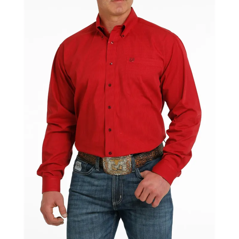 Cinch Men's Red & Black Micro Striped Shirt sold by Western Edge