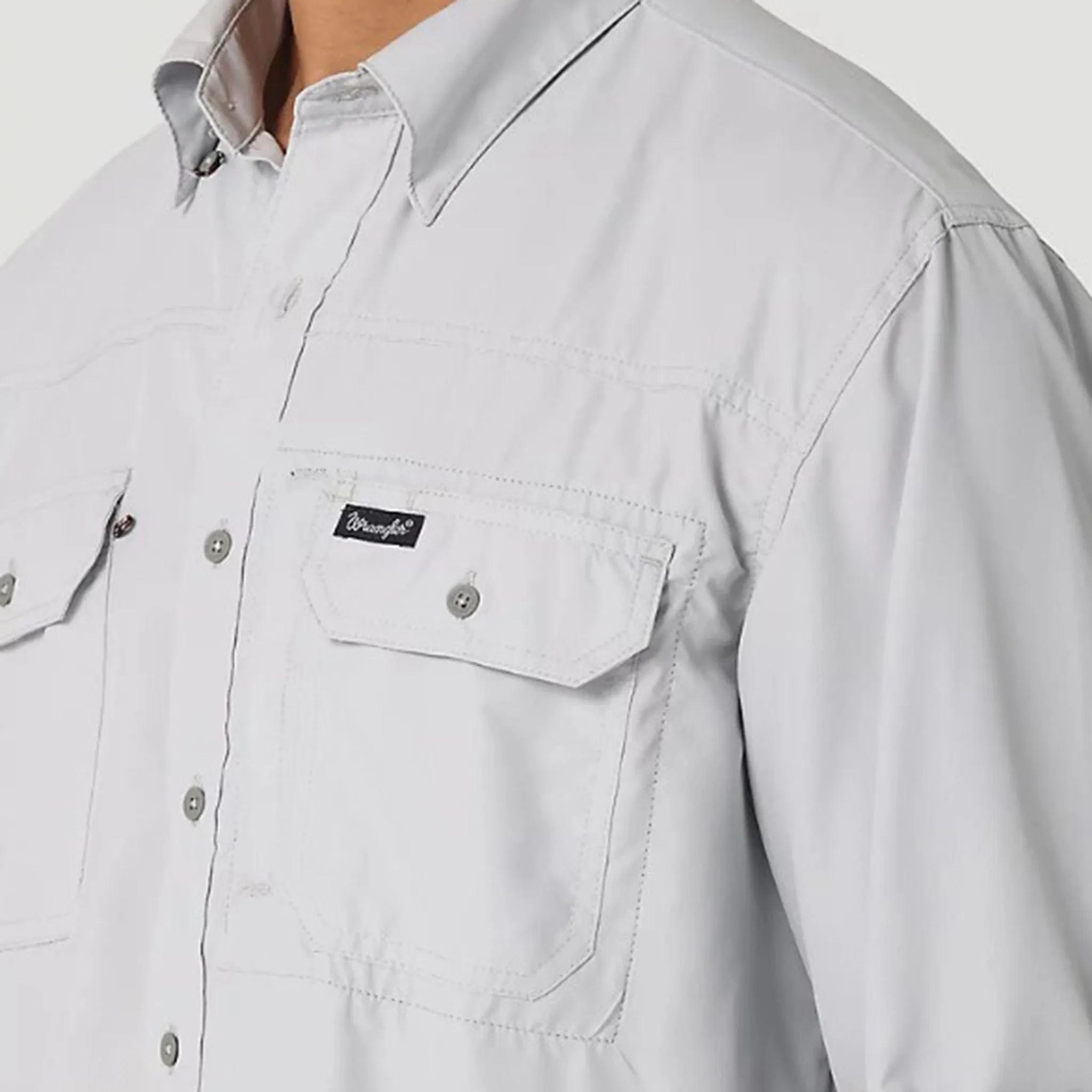 Wrangler Men's Solid High Rise Grey Shirt sold by Western Edge product image thumbnail 3