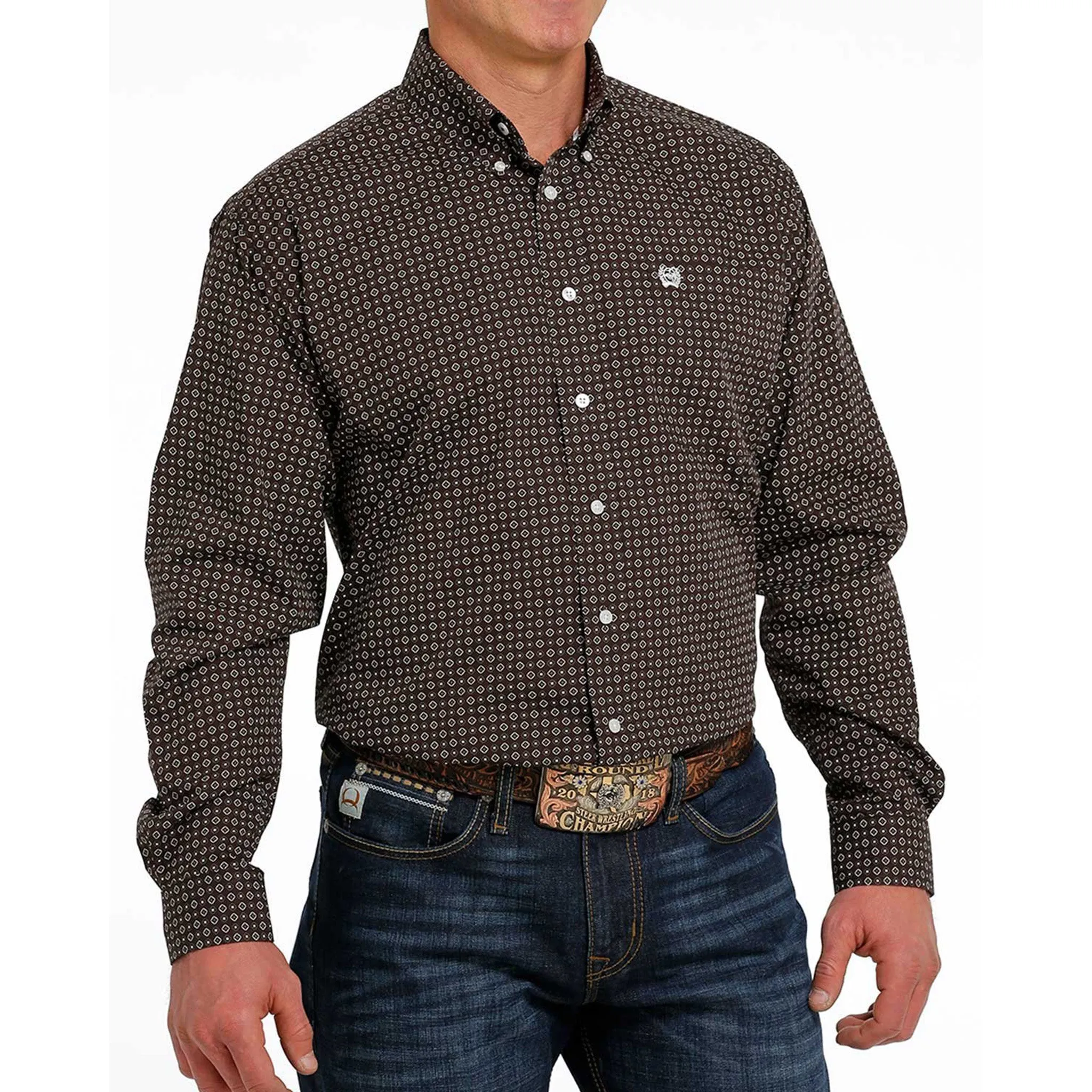 Cinch Men's Brown Geometric Shirt sold by Western Edge product image thumbnail 2