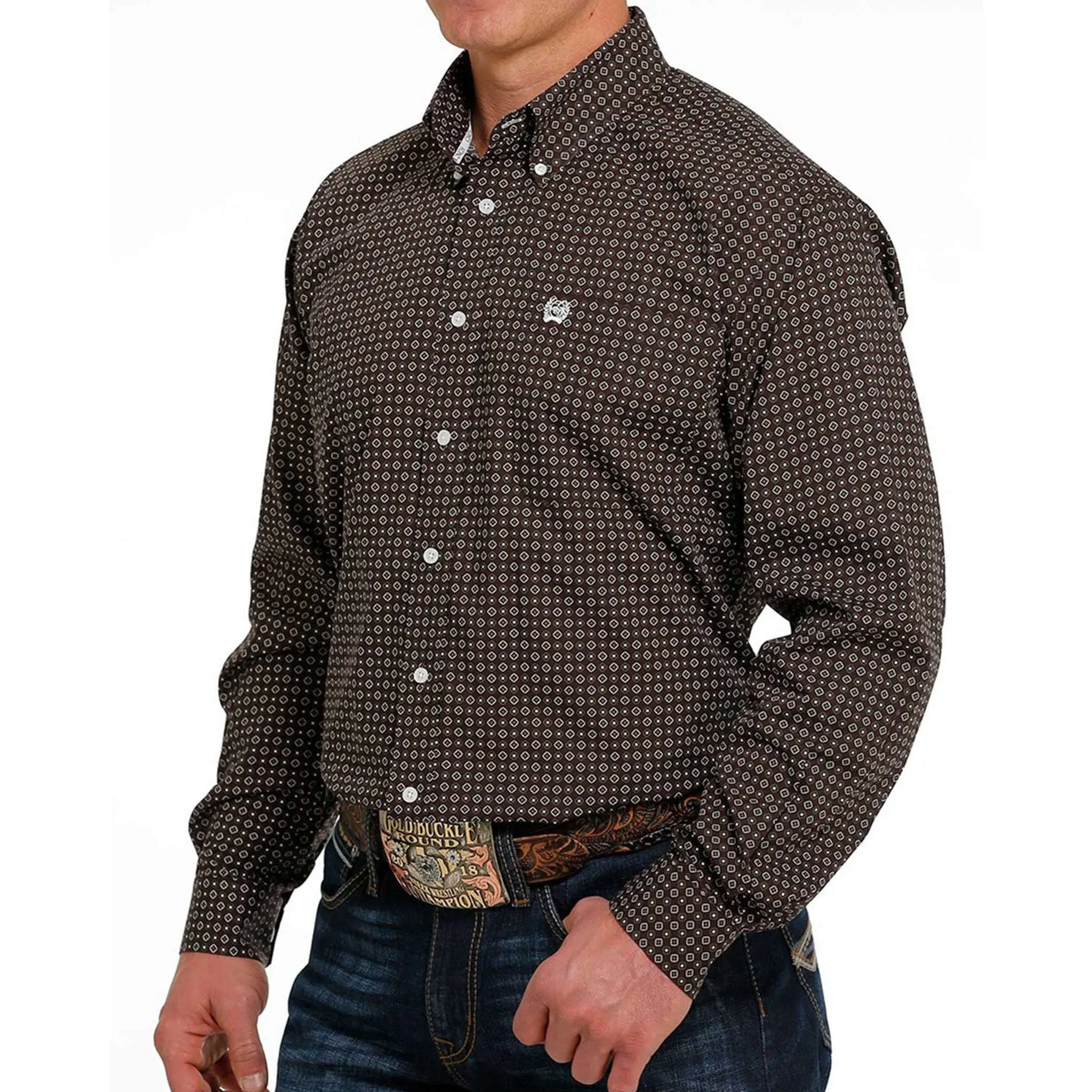 Cinch Men's Brown Geometric Shirt sold by Western Edge product image thumbnail 3