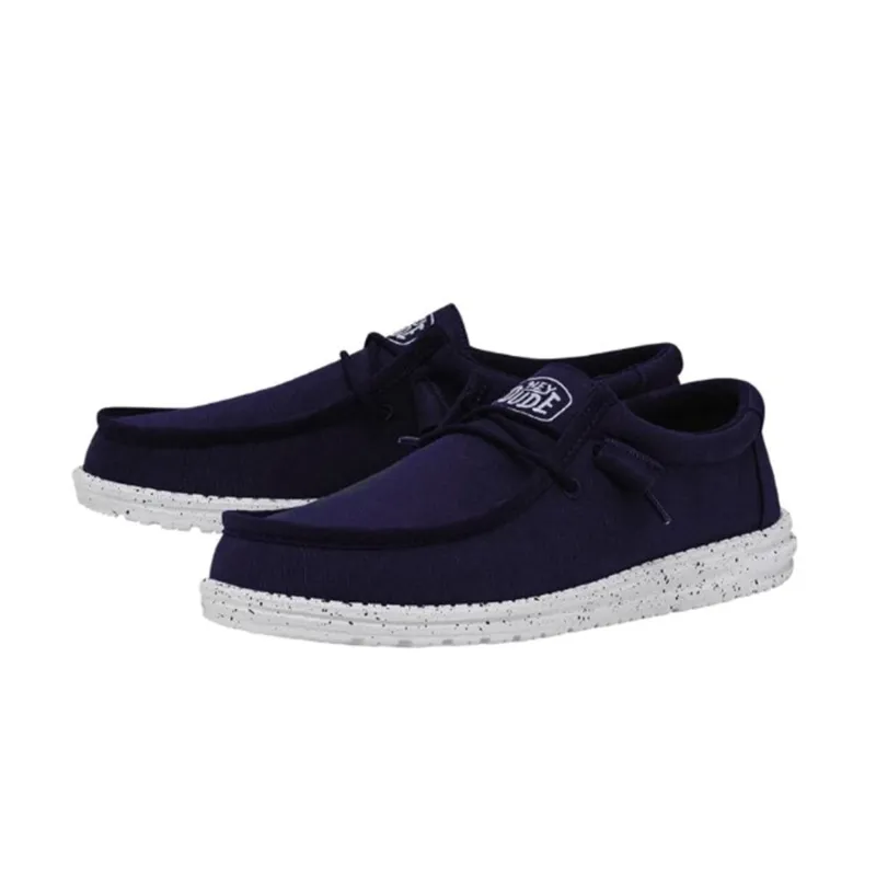 Hey Dude Men's Wally Slub Canvas Navy sold by Western Edge
