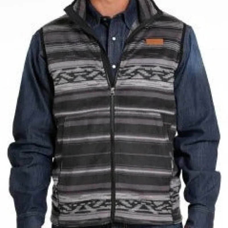 Cinch Men's Black & Grey Fleece Vest made by Cinch
