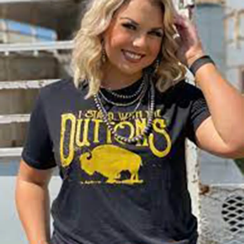 Texas True Threads Ladies Black I Stand With The Duttons Tee made by Western Edge