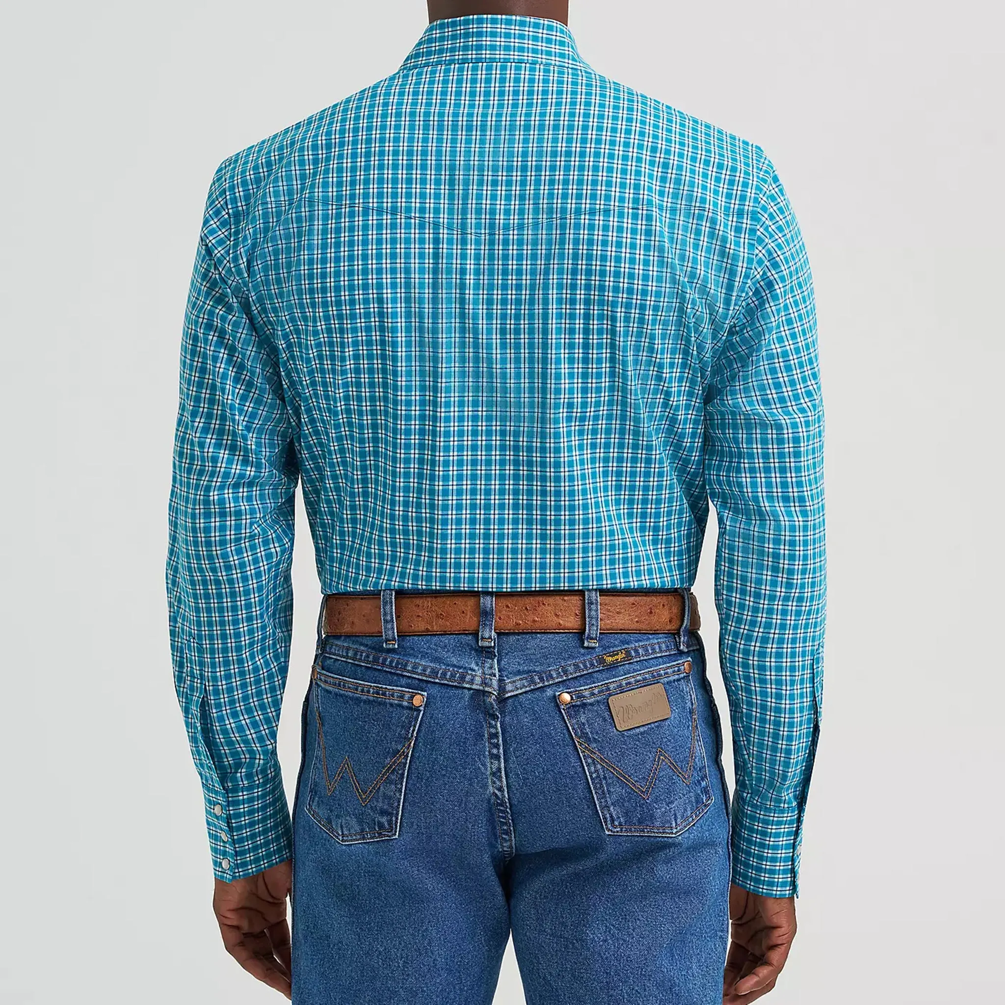Wrangler Men's Teal Plaid Long Sleeve Shirt sold by Western Edge product image thumbnail 2