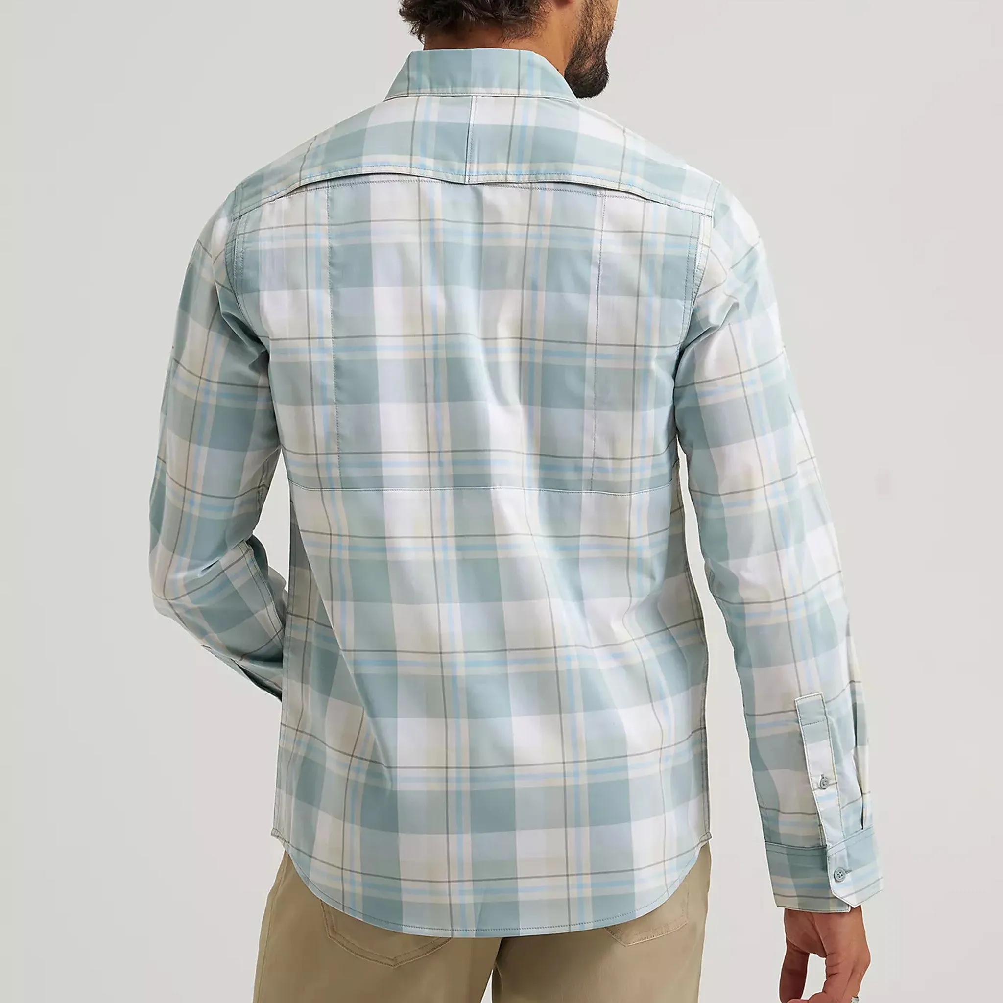 Wrangler Men's White Check Fish Long Sleeve Shirt sold by Western Edge product image thumbnail 2