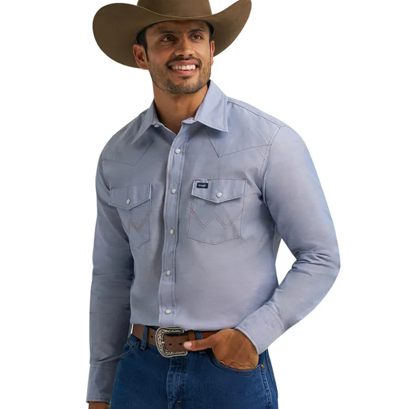 Wrangler Men's Chambray Long Sleeve Shirt made by Wrangler