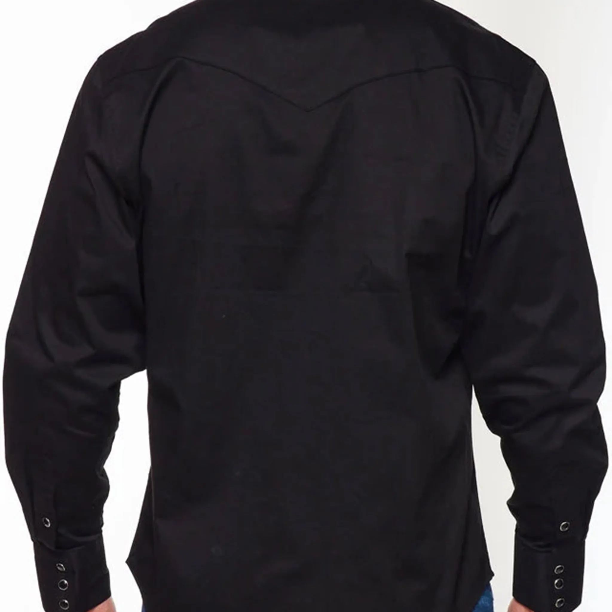 Men's Solid Black Western Yoke Long Sleeve Shirt sold by Western Edge product image thumbnail 2