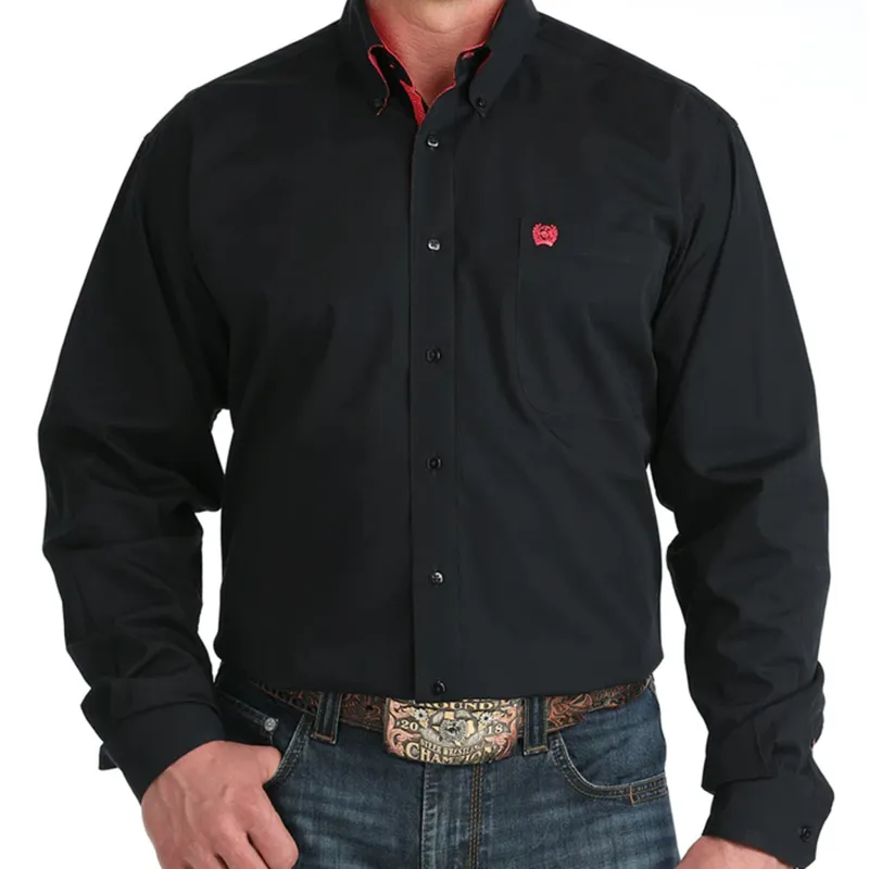 Cinch Men's Solid Black with Pink Long Sleeve Shirt sold by Western Edge