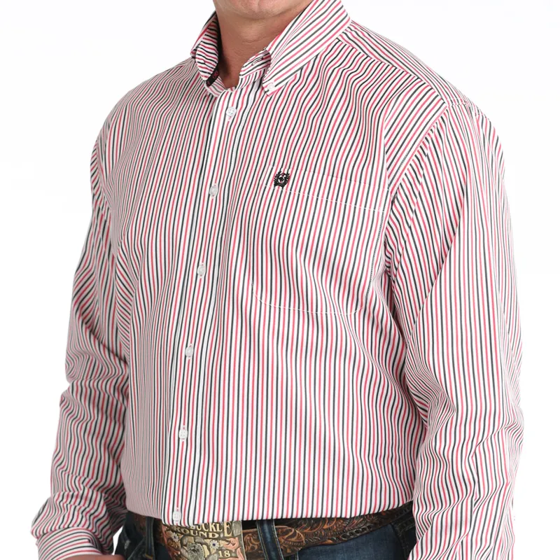 Cinch Men's Red & White Stripe Long Sleeve Shirt sold by Western Edge