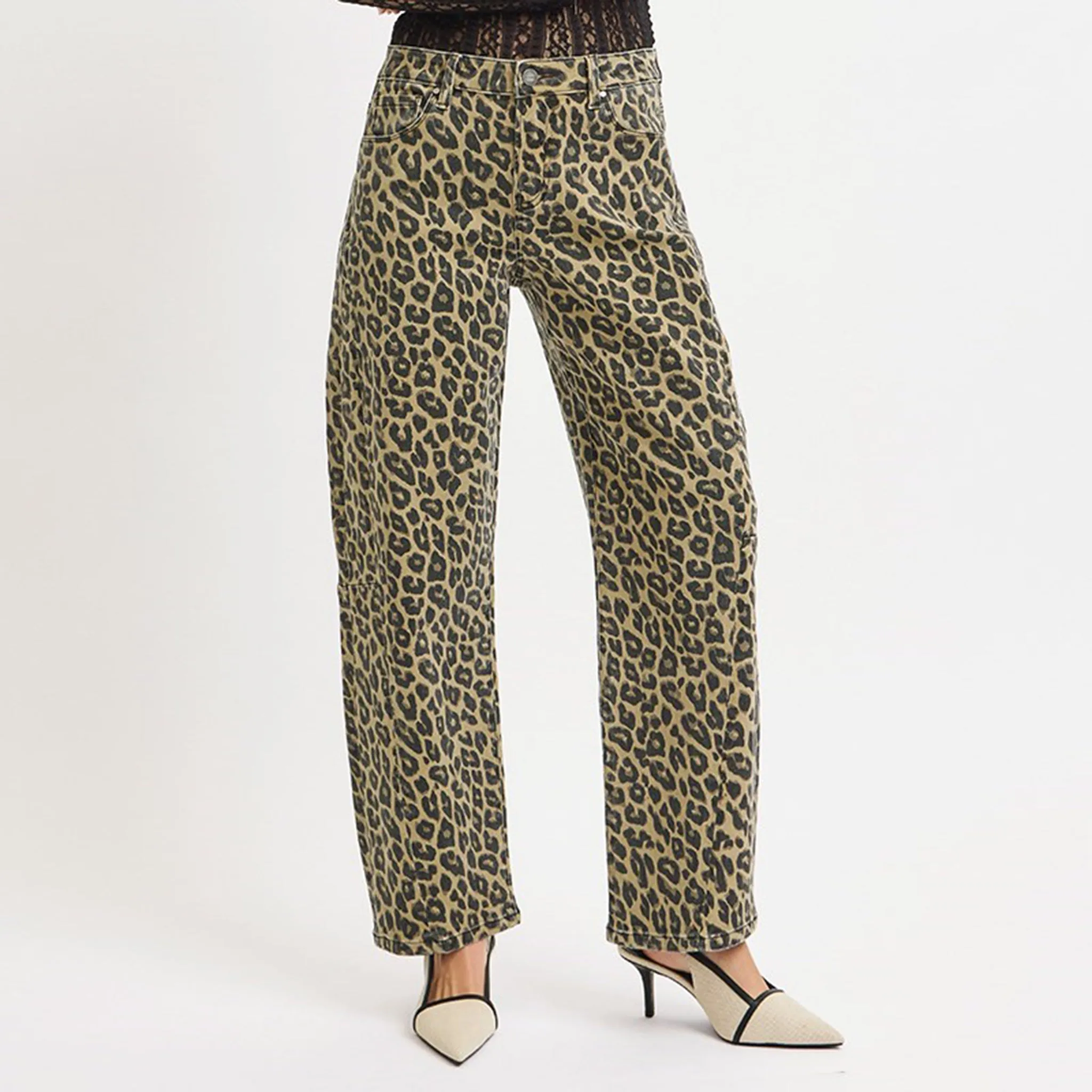 Risen Leopard Print Slouch Barrel Jeans sold by Western Edge