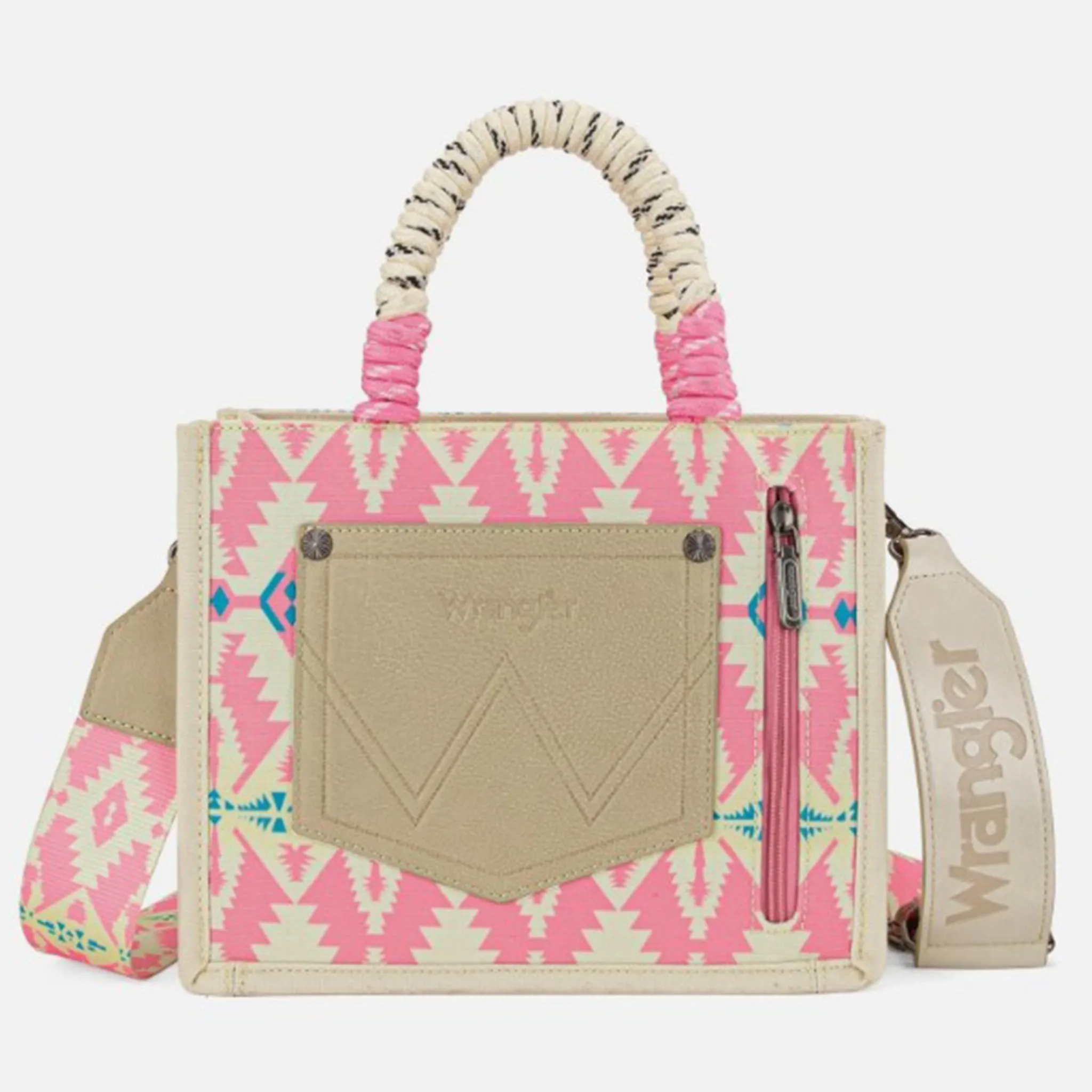 Wrangler Pink and Cream Aztec Tote Bag sold by Western Edge product image thumbnail 2
