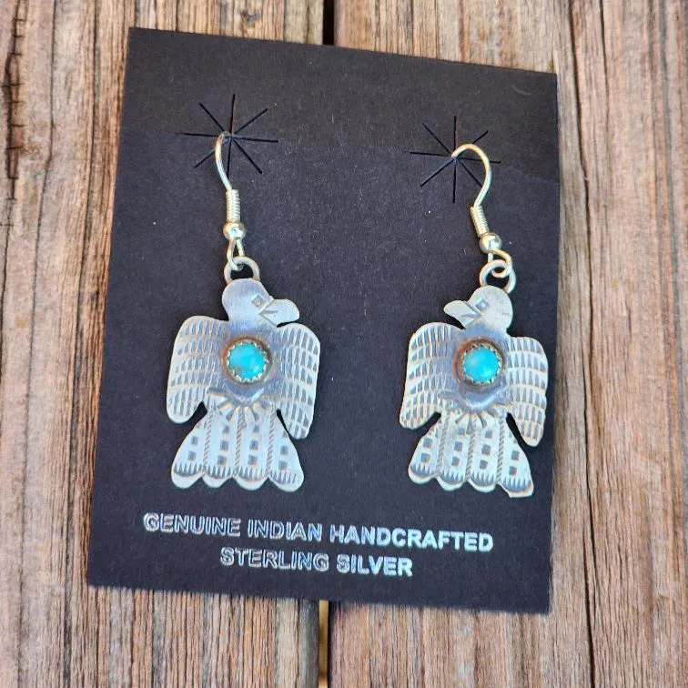 " Frya " Silver & Turquoise Bird Earrings sold by Western Edge