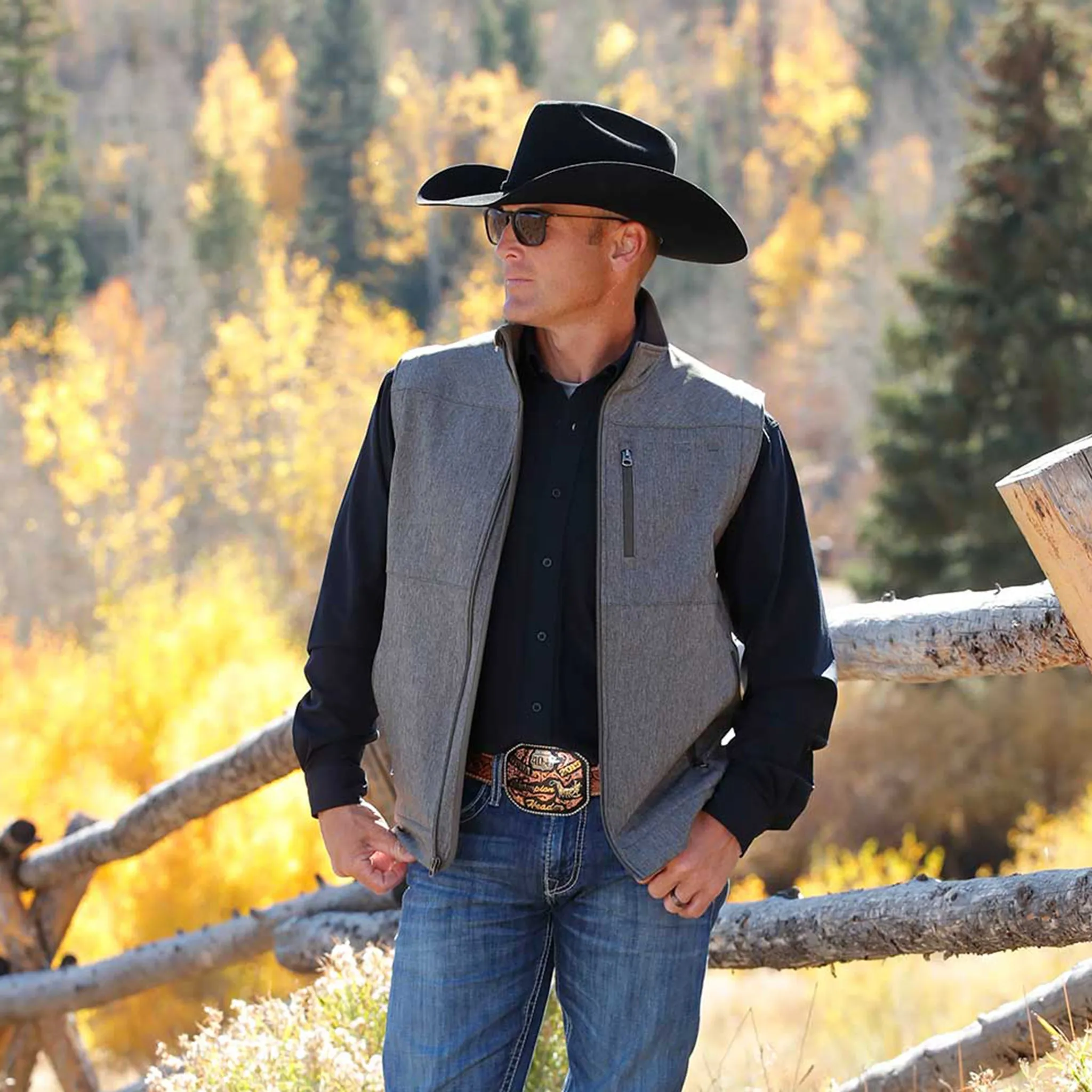 Cinch Men's Grey/Olive Concealed Carry Vest sold by Western Edge