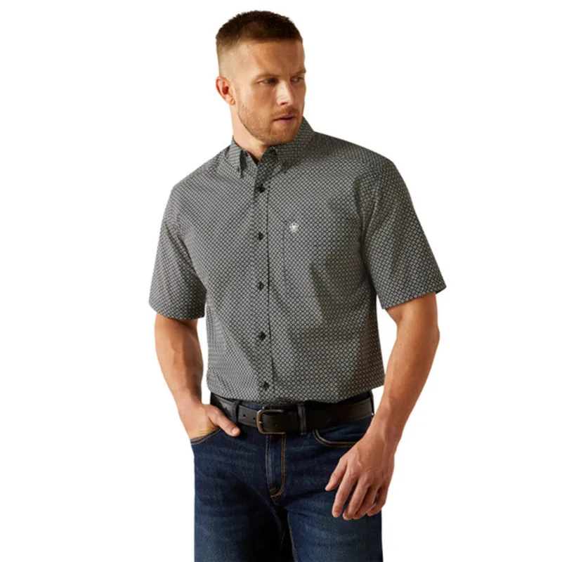 Ariat Men's Gene Classic Fit Black Print Short Sleeve Shirt sold by Western Edge